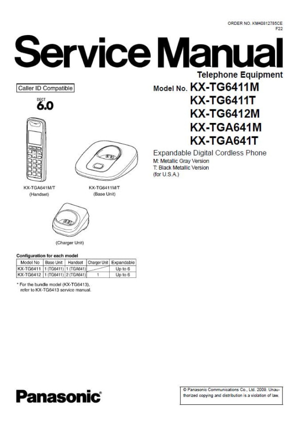 KX-TG6411M, KX-TG6411T, KX-TG6412M, KX-TGA641M